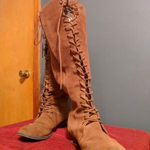 Torrid Brown Knee High Zipper Boots Size 8.5W